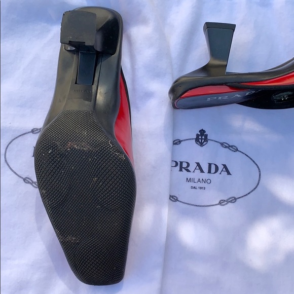 Prada Red Leather Mules Size 41 - Picture 2 of 3